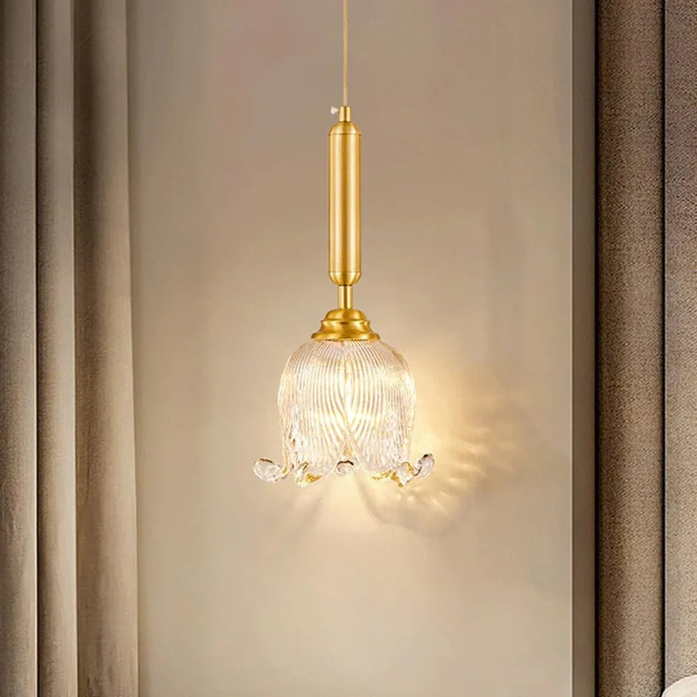 Audara-7-inch Diameter Crystal Pendant Light, Flower-Shaped Decorative Lamp, Bohemian Style, European Minimalist Style, Suitable for Bedrooms, Hotel Entryways, Kitchen Islands, and Other Scenarios