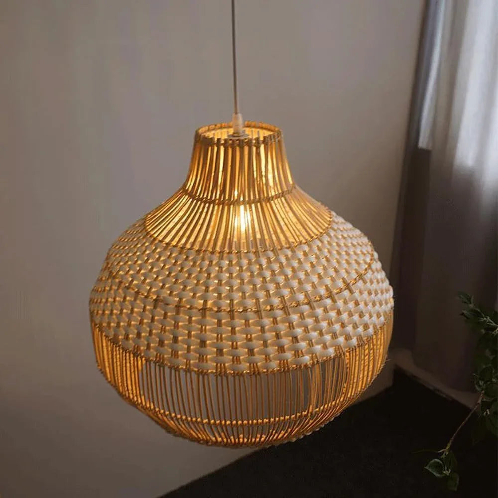 Audara-18-inch Woven Pendant Light Natural Rattan Color Bohemian & Wabi-Sabi Style Multi-Style Ceiling Light Fixture Suitable For Bedrooms, Dining Rooms, Kitchens, Islands, Entryways, And More Retro L