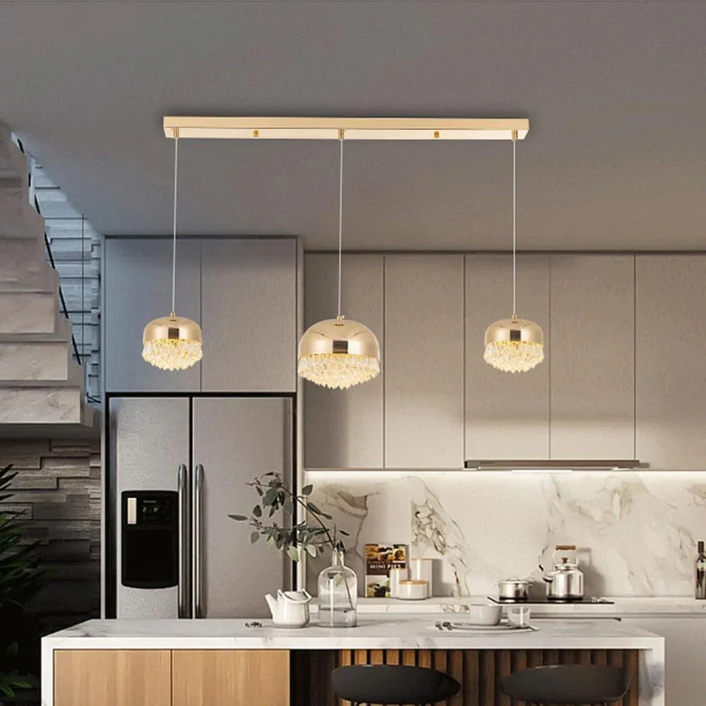 Audara-Crystal Pendant Light, 6-inch, Pot Lid Shaped, Bohemian Style, Minimalist Design, Versatile Lighting Fixture Suitable for Living Rooms, Cafes, Dining Rooms, Kitchen Islands, and Entryways.