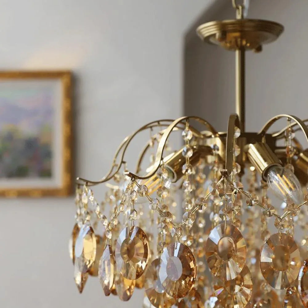 Audara-20-inch Crystal Chandeliers Chandeliers Suitable for Installation in Living Rooms, Bedrooms, Hotels, and Other Spaces Semi-Flush Mount Chandelier for Living Rooms Round Chandelier