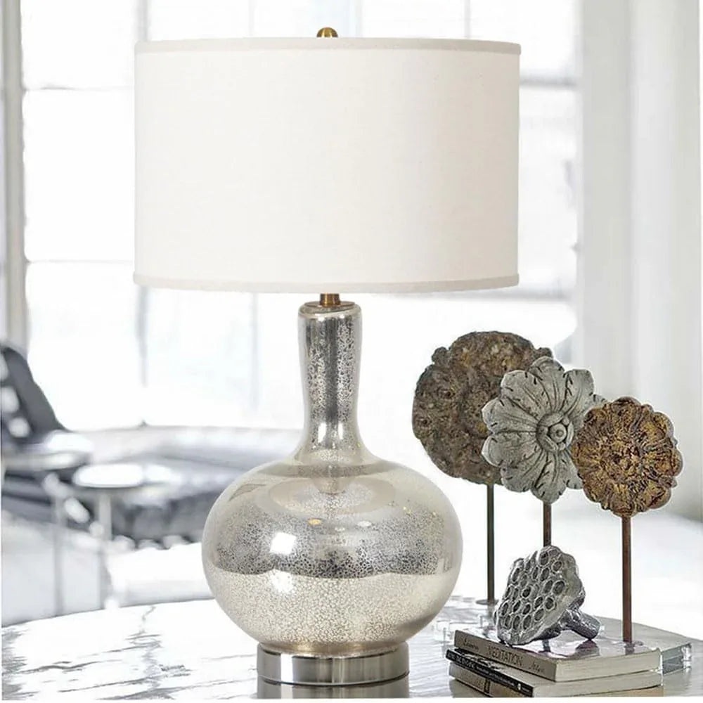 Audara-Modern Light Luxury Study Room Bedroom Bedside Desk Light Personalized Warm Fabric Glass Desk Lamp Living Room Couch Side Office Table Lamp Restaurant Hotel Farmhouse B&B Country Lighting Fixture