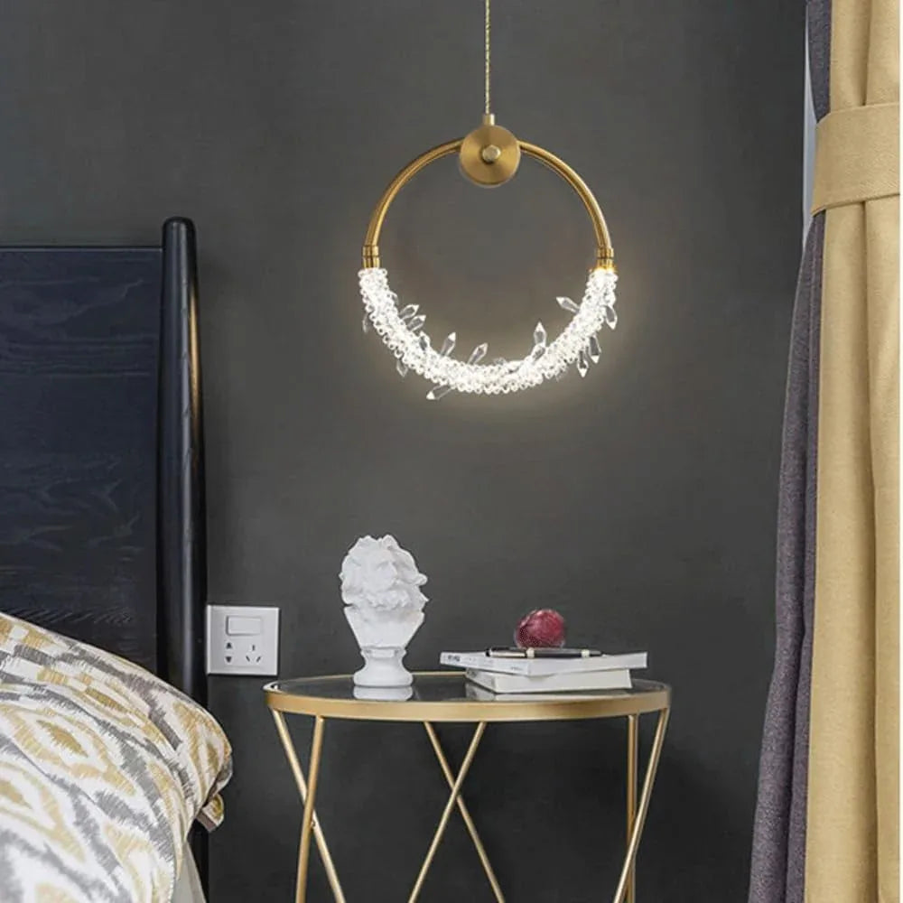 Audara-Modern 12-inch Crystal Pendant Lights, European Minimalist Style, Suitable for Installation in Various Spaces Such As Bedrooms, Hotels, Restaurant Entryways, Cafes, and Kitchen Islands.