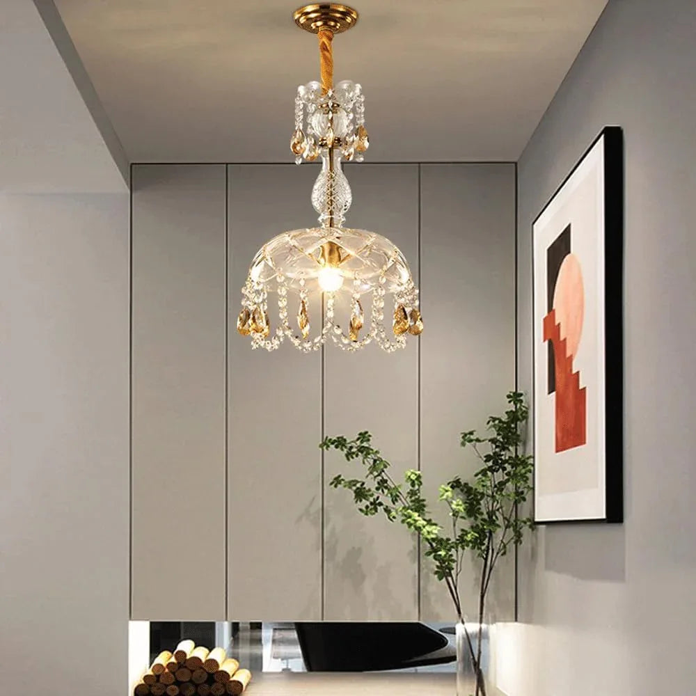 Audara-Simple Personalized Glass Bedroom Pendant Lightled French Creative Crystal Flower Study Lighting Fixturese Handmade Stringing Aisle Chandeliers Scandinavian Hotel Living Room Bedside HangingLamp