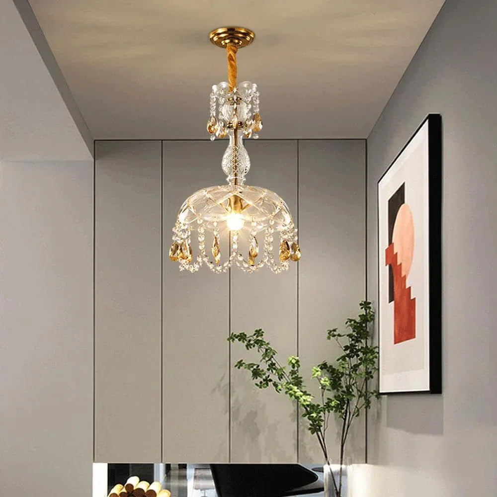 Audara-9-inch Crystal Chandeliers Can Be Installed in Various Spaces Such As Bedrooms, Hotels, and Kitchen Islands. Small Chandelier for Living Room in Minimalist European Style.