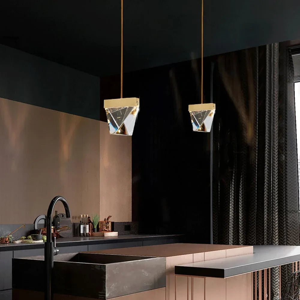 Audara-Crystal Pendant Light, 4-inch, Modern and Luxurious Style, Suitable for Various Lighting Applications Including Hotels, Restaurants, Kitchen Islands, and Bedrooms.