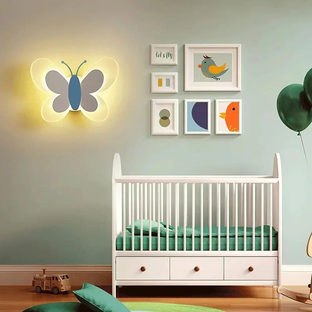 Audara-Minimalist Bedroom LED Wall Lamp Fashion Cartoon Butterfly Art Wall Lights French Romantic Warm Children's Room Sconces Cartoon Aisle Decoration Mounted Lighting Fixture