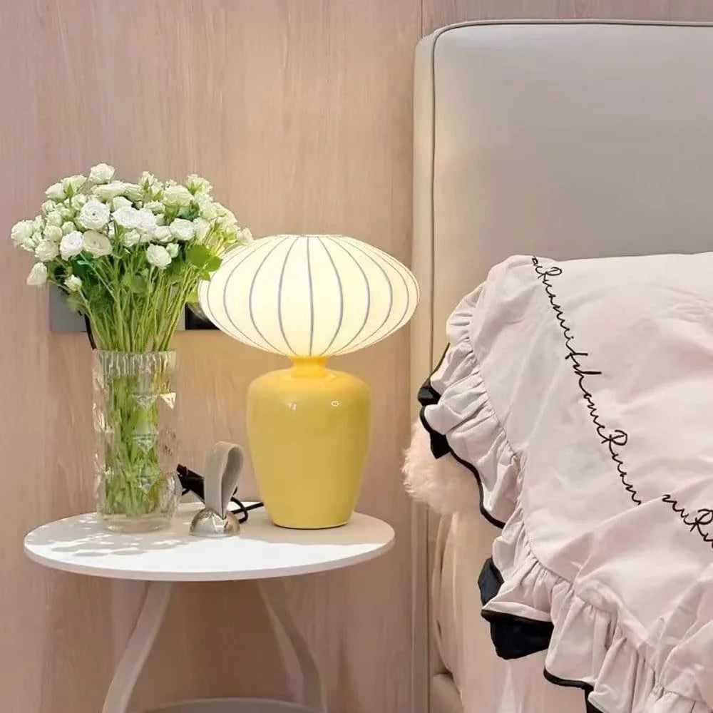 Audara-French Romantic Boys And Girls Room Bedroom Bedside Desk Light Cute And Cozy Silk Fabric Ceramic Desk Lamp Living Room Sofa Side Wall Cabinet Table Lamp Office Hotel Decoration Lighting Fixture