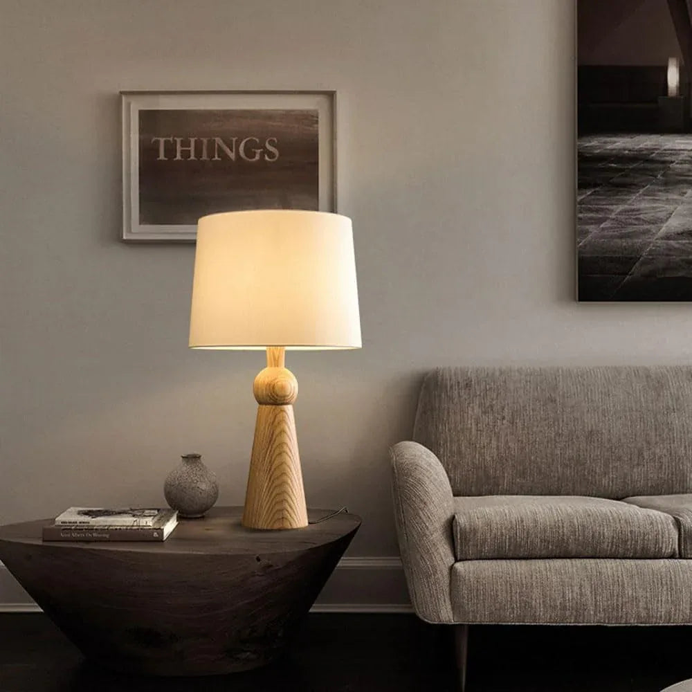 Audara-Warm Creative Bedroom Bedside Living Room Desk Light Simple Romantic Fabric Wooden Desk Lamp Office Apartment Dormitory Table Lamp Restaurant Coffee Shop Sample Room Lighting Fixture
