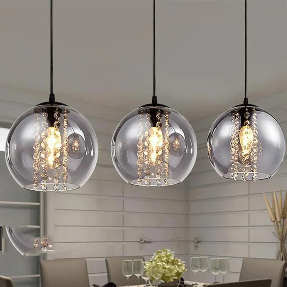 Audara-Crystal Pendant Light, European Style, Smoky Gray Glass, 8-inch Light Fixtures. Suitable For Installation In Bedside Tables, Entryways, Hotels, Shops, Living Rooms, Kitchen Islands, And Other S