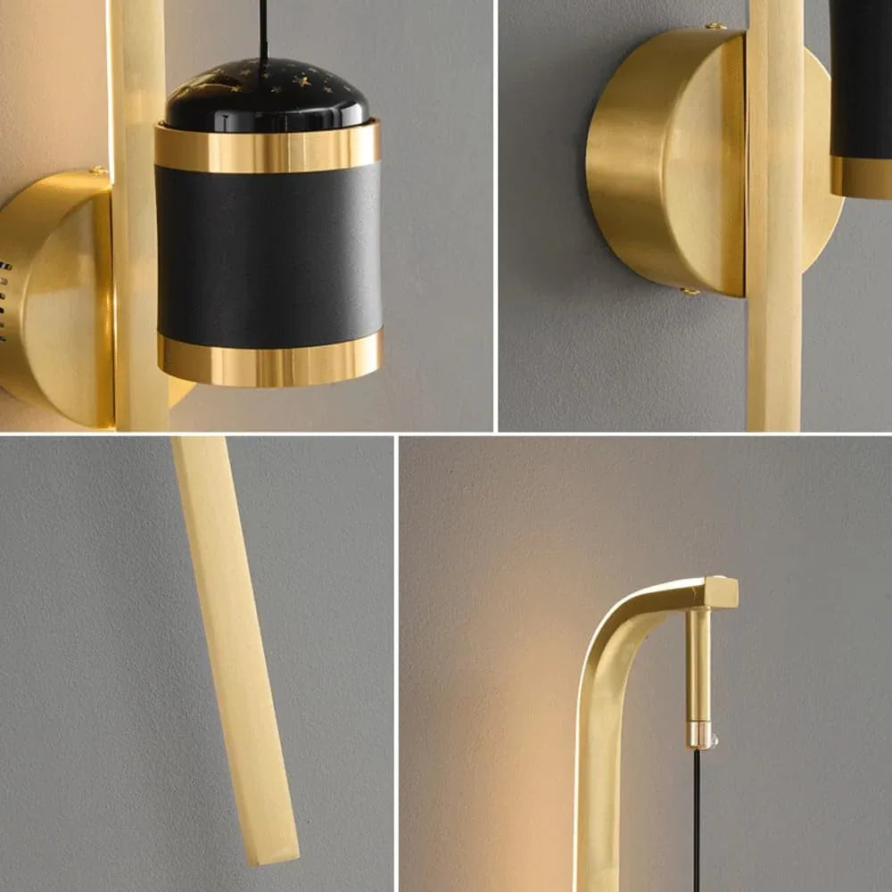 Audara-Postmodern Scandinavian Full Copper Wall Lamp Bedroom Bedside Ambient Wall Lights Creative Study Room Decorative Sconces Aisle Corridor Entrance Mounted Lighting Fixture
