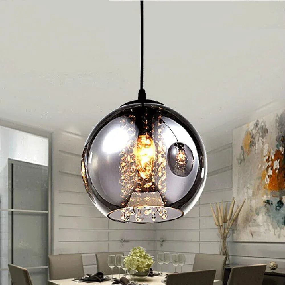 Audara-Crystal Pendant Light, European Style, Smoky Gray Glass, 8-inch Light Fixtures. Suitable For Installation In Bedside Tables, Entryways, Hotels, Shops, Living Rooms, Kitchen Islands, And Other S