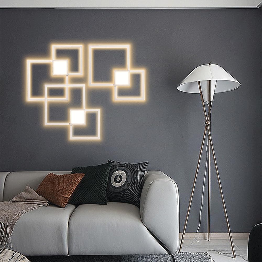 Audara-Simple Stairs Combination Ambience Wall Lamp Corridor Living Room Square Box Wall Lights Crossing Stairs Decorative Sconces Simple Creative LED Mounted Lighting Fixture