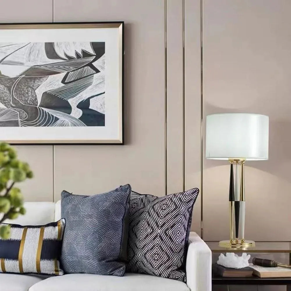 Audara-Postmodern Designer Model Living Room Bedroom Bedside Desk Light Simple Fashion Fabric Metal Desk Lamp B&B Restaurant Coffee Shop Mall Front Desk Lighting Fixture Tea House Study Room Table Lamp