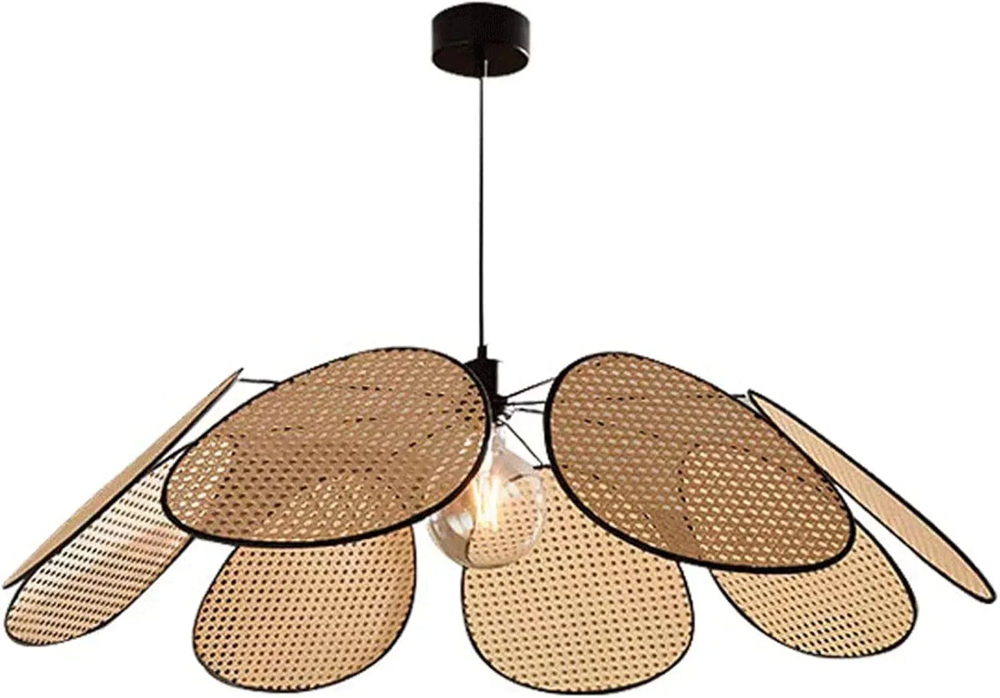 Audara-31-inch Woven Pendant Light Metal Frame with Artificial Rattan Shade Bohemian-Style Ceiling Light Fixture Suitable for Bedrooms, Hotel Lobbies, Kitchens, Islands, Entryways Retro Lamp