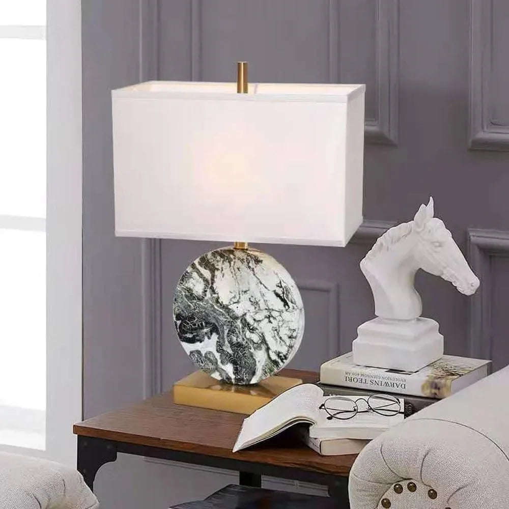 Audara-New Chinese Simple Hotel Front Desk Coffee Shop Decoration Desk Light Cafe Restaurant Background Wall Desk Lamp Bedroom Bedside Living Room Table Lamp Luxury High-end Marble Lighting Fixture