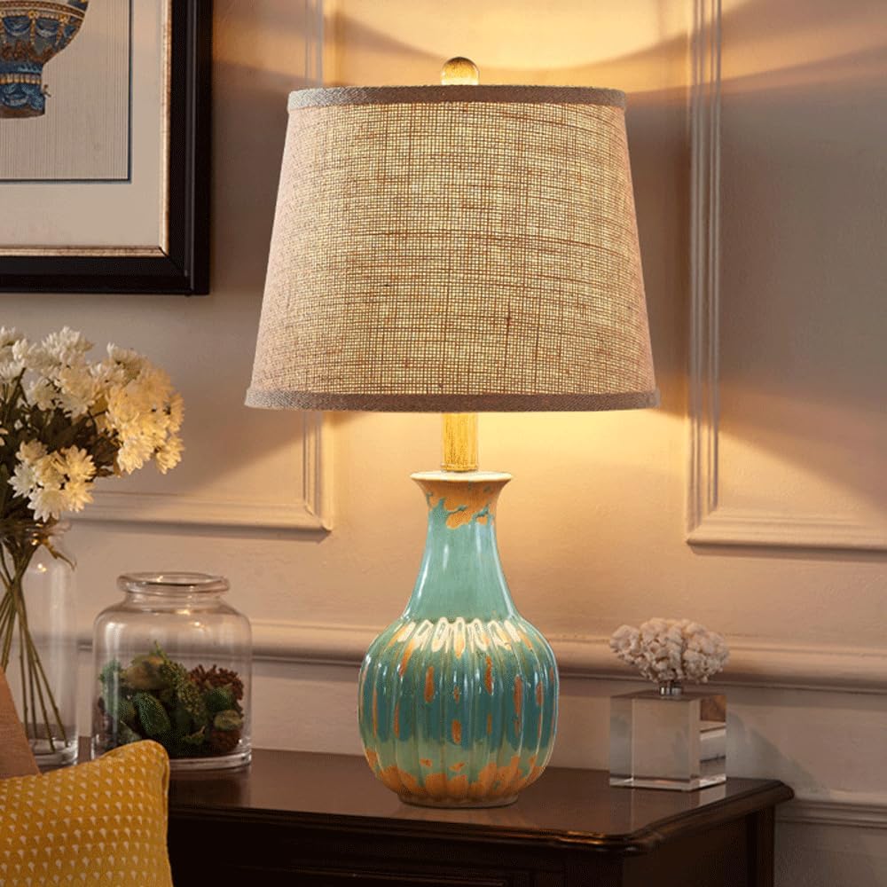 Audara-American Vintage Bedroom Study Living Room Desk Light European Style Fabric Ceramic Desk Lamp Office Wedding Wall Table Lamp Mall Hotel Front Desk Coffee Shop Lighting Fixture