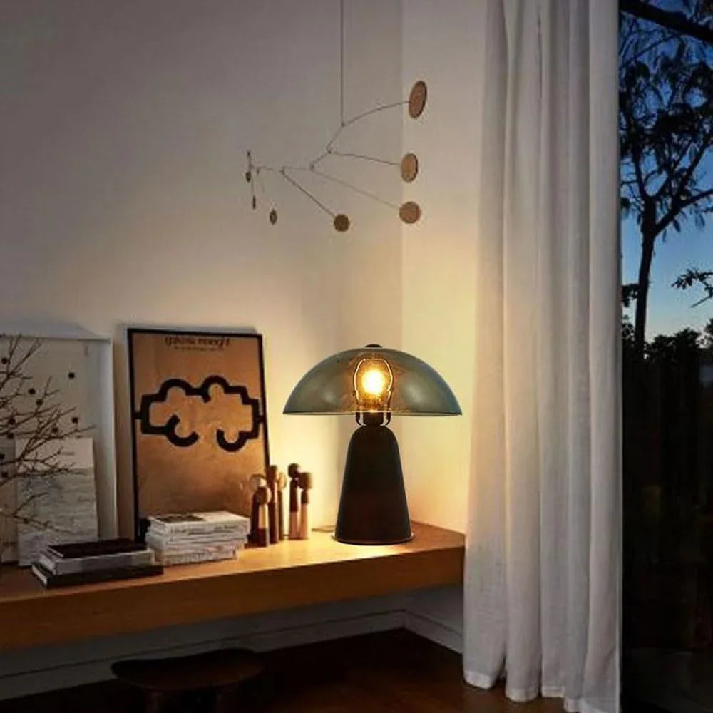 Audara-Postmodern Luxury Light Study Office Restaurant Decorative Desk Light Cozy Simple Solid Wood Glass Desk Lamp Apartment Living Room Bedroom Table Lamp Farmhouse Coffee Shop Club Lighting Fixture