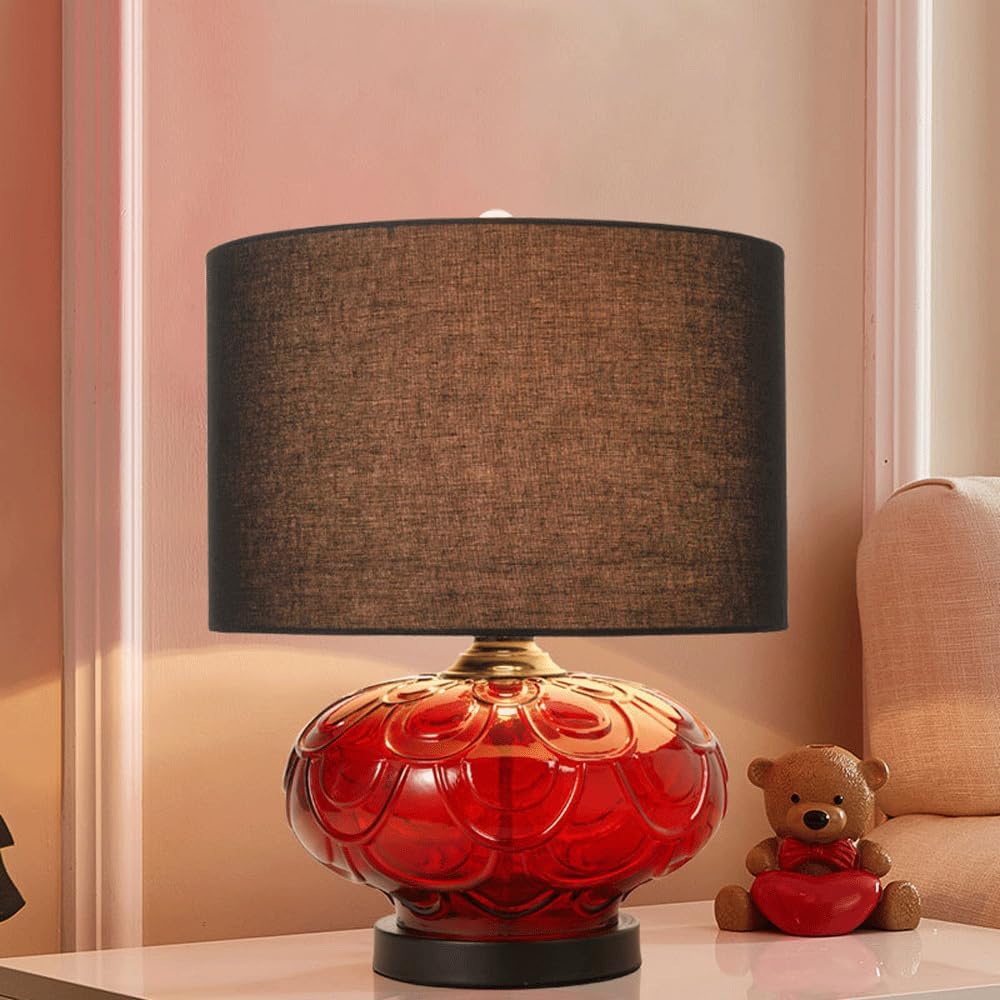 Audara-Modern Simple Bedroom Bedside Desk Light European Glass Fabric Desk Lamp Living Room Study Apartment Table Lamp Villa Model House Farmhouse Restaurant Showroom Lighting Fixture