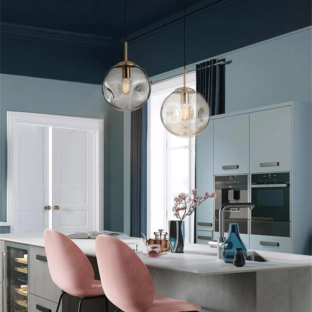 Audara-10-inch Glass Pendant Lights, Spherical Decorative Lamps, Bohemian Style, European Minimalist Style, Suitable For Bedrooms, Hotels, Restaurants, Entryways, Kitchen Islands, And Other Scenarios.