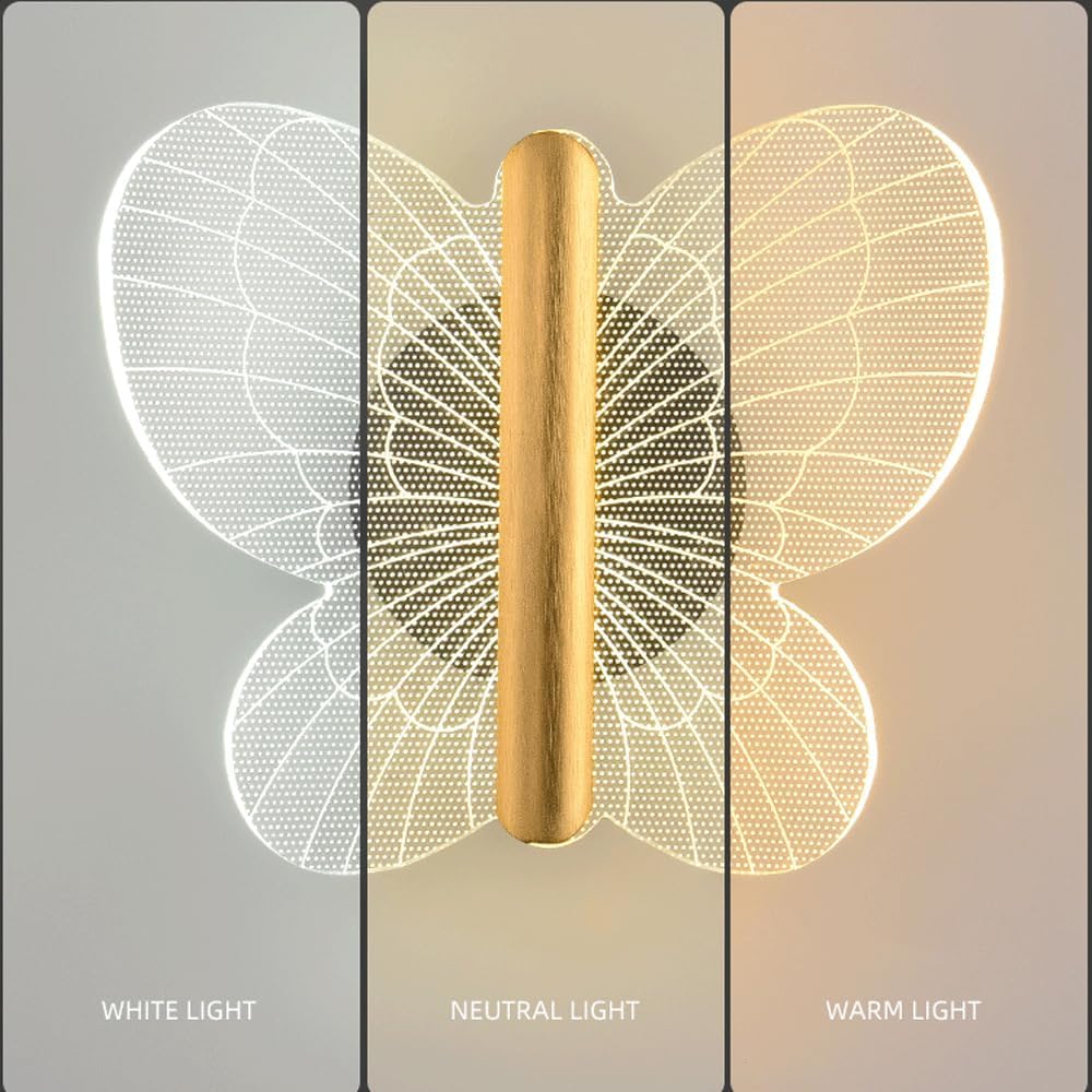 Audara-Scandinavian Butterfly Fashion Wall Lamp Bedroom Bedside Ambience Wall Lights Light Luxury Decorative LED Sconces Aisle Corridor Foyer Mounted Lighting Fixture