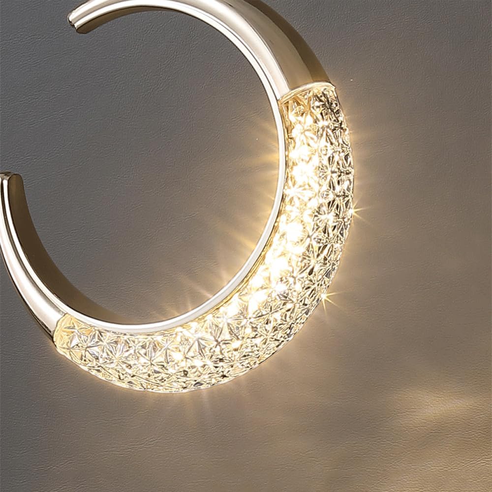 Audara-Crystal Pendant Light, 8 Inches in Diameter, Exudes Bohemian Elegance with Its Crescent Shape, Easily Adapting to Various Spaces: Bedroom, Hotel, Study, Living Room, Kitchen Island, Entryway