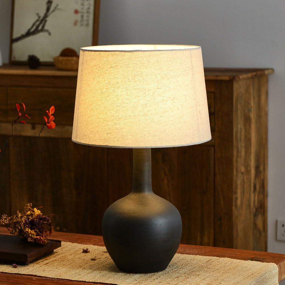 Audara-Wabi-sabi Style Bedroom Bedside Desk Light Natural Cozy Pottery Fabric Desk Lamp Study Office Restaurant Table Lamp Farmhouse B&B Hotel Front Desk Club Cafe Lighting Fixture