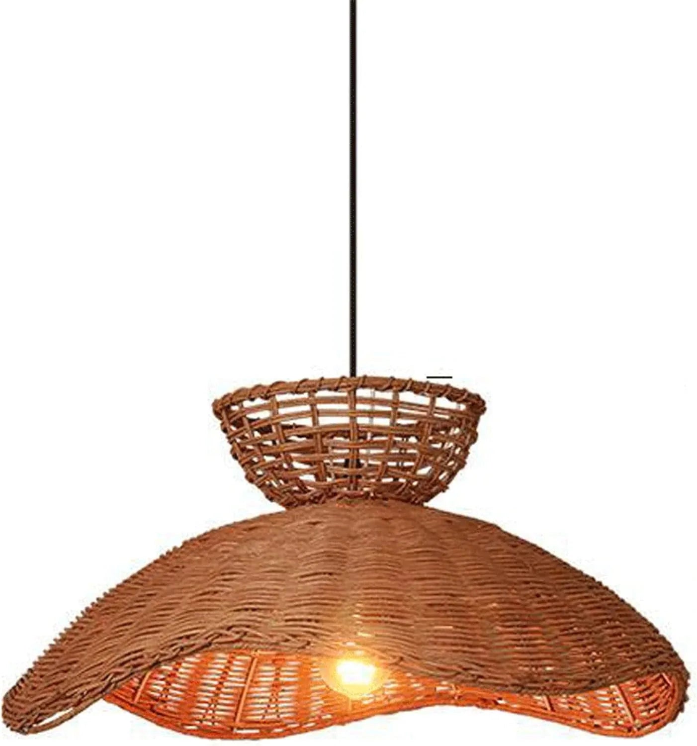 Audara-21in Woven Rattan Pendant Light Bohemian Wabi-Sabi Style Multi-Functional Ceiling Light Fixture Suitable for Bedrooms, Hotels, Study Rooms, Dining Areas, Entryways, and More Retro Lamp