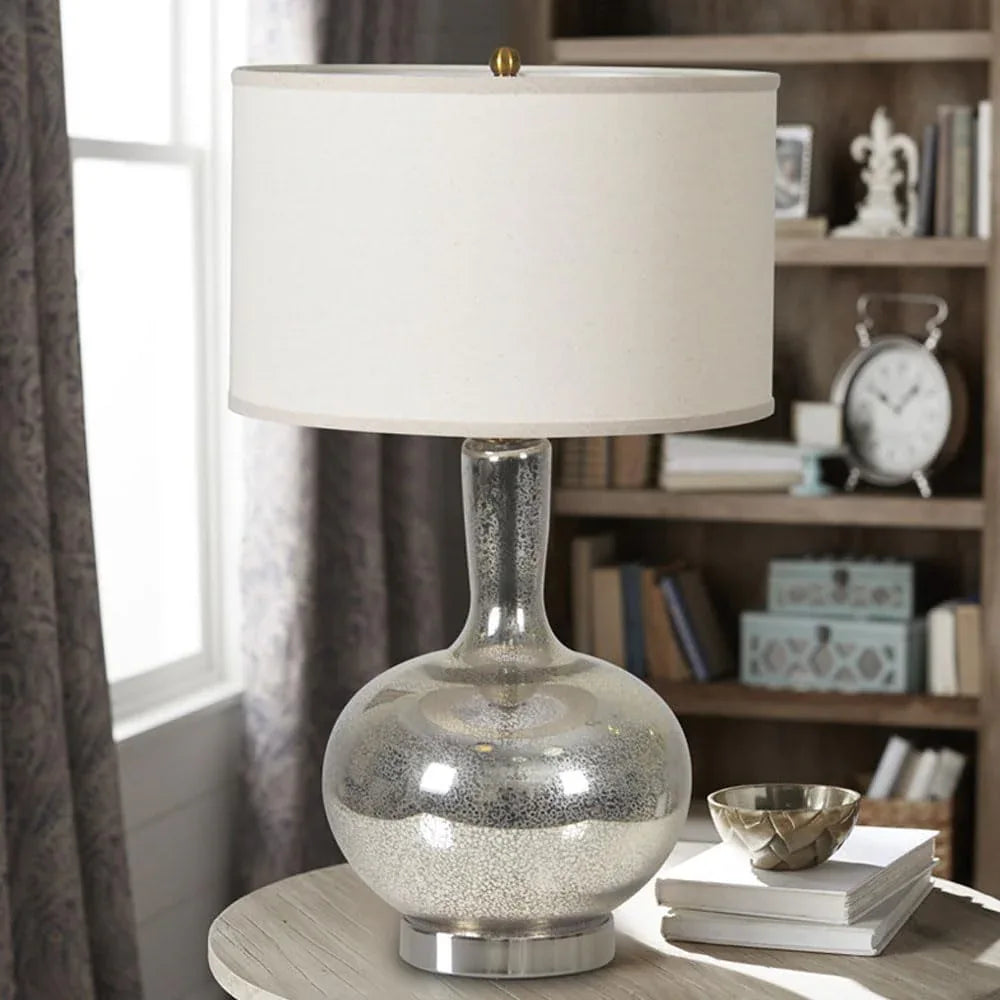 Audara-Modern Light Luxury Study Room Bedroom Bedside Desk Light Personalized Warm Fabric Glass Desk Lamp Living Room Couch Side Office Table Lamp Restaurant Hotel Farmhouse B&B Country Lighting Fixture
