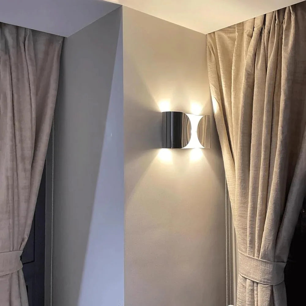 Audara-Scandinavian Stainless Steel Wall Lamp Designer Model Home Light Luxury Wall Lights Living Room Corridor Decorative Sconces American Industrial Style Art Mounted Lighting Fixture
