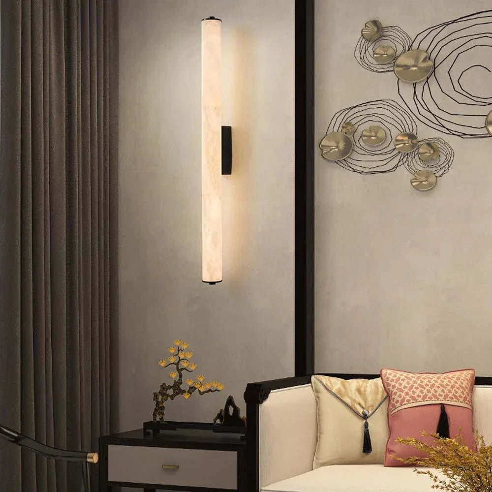 Audara-Modern Simple Wall Lamp Full Copper Long Strip Cloud Stone Wall Lights Living Room Background Wall Ambience Sconces Aisle Corridor Entryway Mounted Lighting Fixture