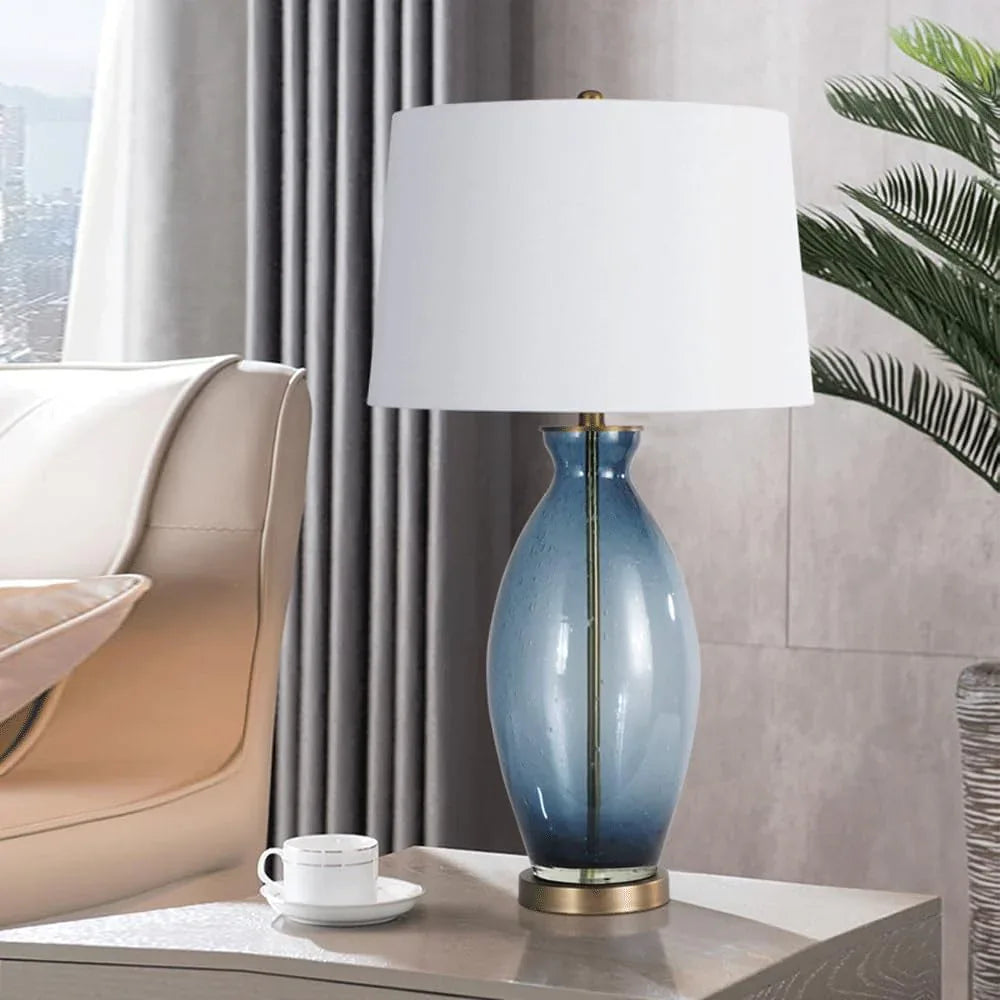 Audara-American High-end Model House Showroom Restaurant Desk Light European Light Luxury Fabric Glass Desk Lamp Living Room Study Room Bedroom Lighting Fixture Dormitory Office Hotel Front Desk Table Lamp