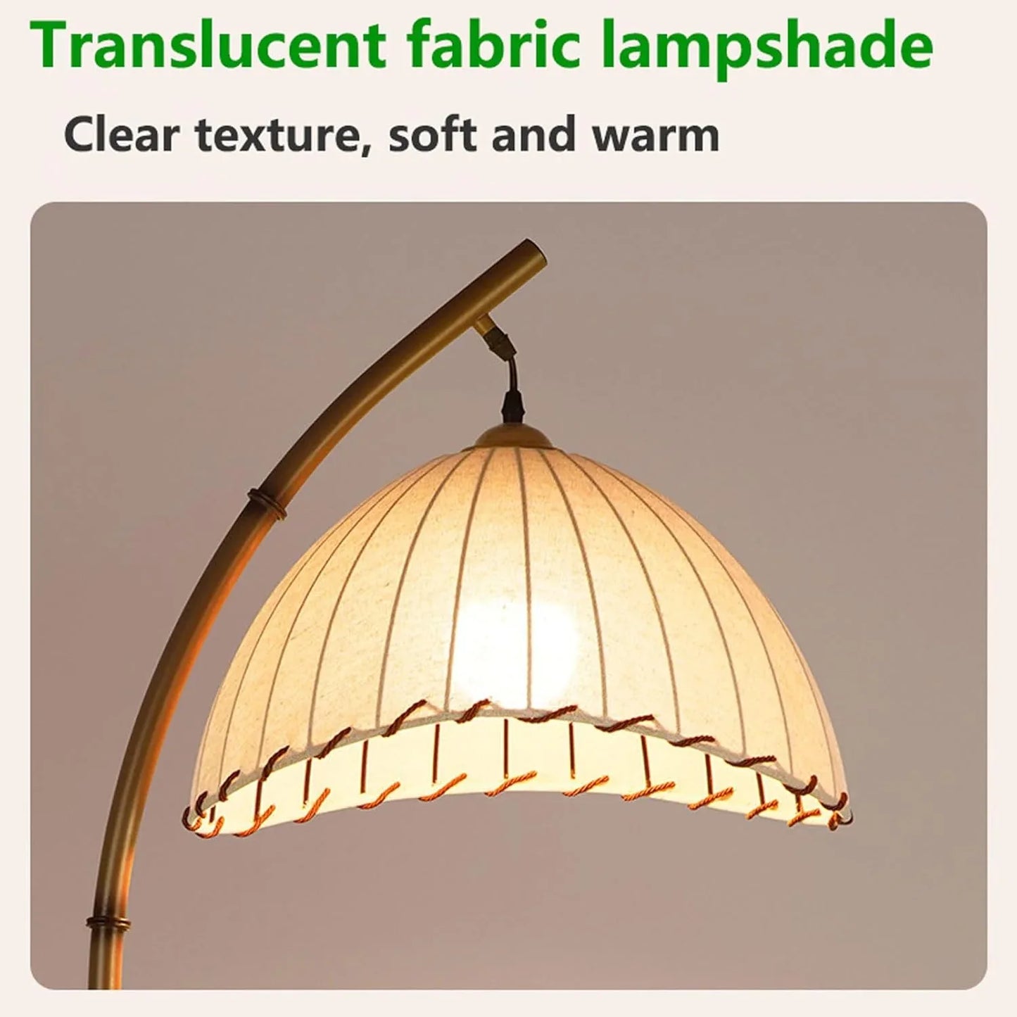 Audara-Vintage Nature B&B Farmhouse Rustic Floor Lamp H64” Handmade Fabric Metal Standing Lamp Remote Control Dimming E26 Single Light Source Living Room By Sofa Torchiere Bedroom Study Lighting Fixture