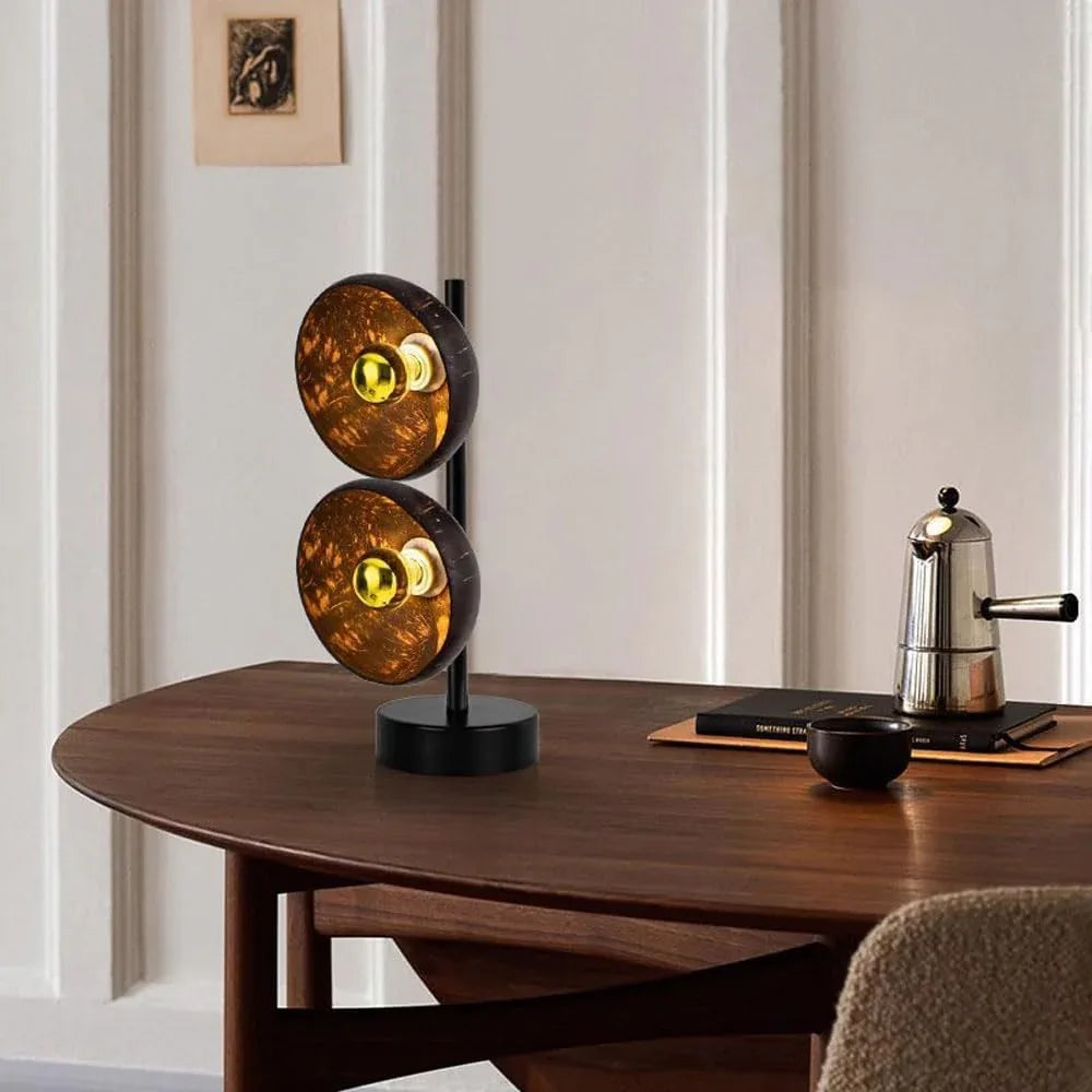 Audara-Creative Art Bedroom Bedside Desk Light Unique Elegant Walnut Coconut Shell Desk Lamp Living Room Counter Study Table Lamp Sample Room Backdrop Showroom Villa Lighting Fixture