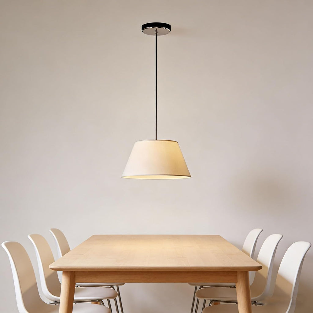 Audara Suspension Tambour en Tissu Blanc 20 po, Lustre LED en Tissu à Intensité Variable Trois Couleurs, Convient aux Chambres, Salons, Salles à Manger et Îlots de Cuisine