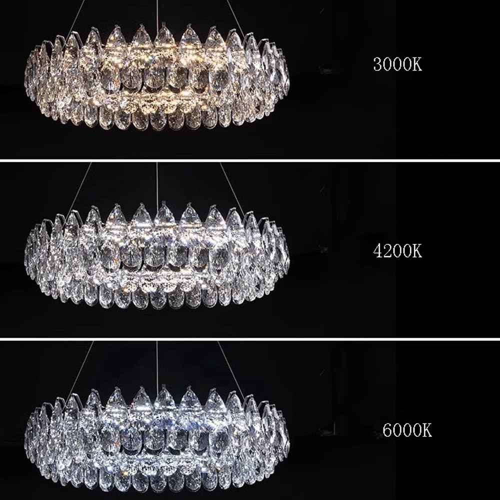 Audara-20-inch Crystal Chandeliers Chandeliers Suitable for Installation in Living Rooms, Bedrooms, Hotels, and Other Spaces Semi-Flush Mount Chandelier for Living Rooms Round Chandelier