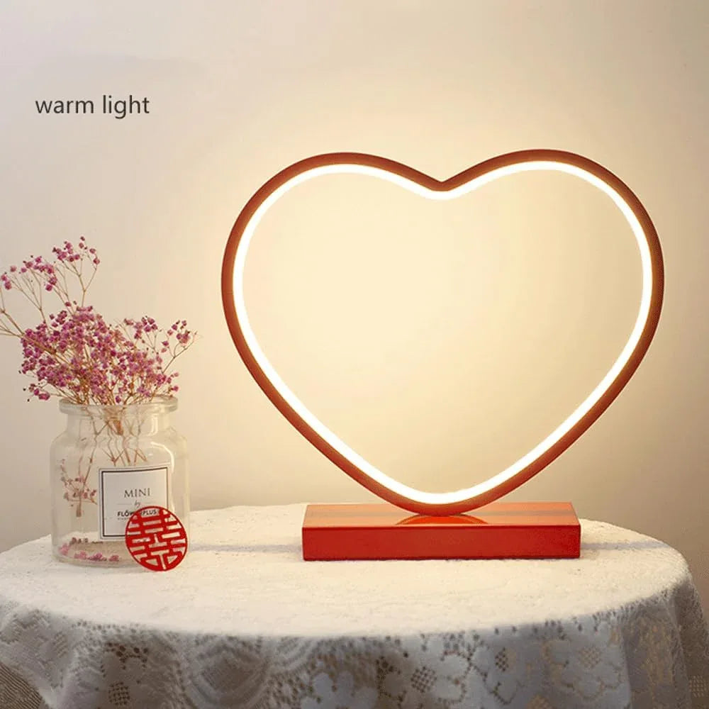 Audara-Creative Red Heart Shape Bedroom Bedside Desk Light Warm Wedding Decoration Desk Lamp 3 Colours Variable Light Aluminium LED Table Lamp Sample Room Cafe Restaurant Decoration Lighting Fixture