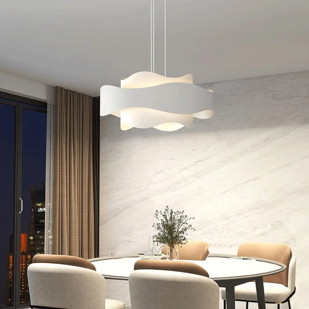 Audara-Iron Art Acrylic Pendant Light Modern Simple Adjustable Hanging Lamp LED Creative Bar Dining Room Chandelier Scandinavian Ins Style Bedroom Study Lighting Fixture