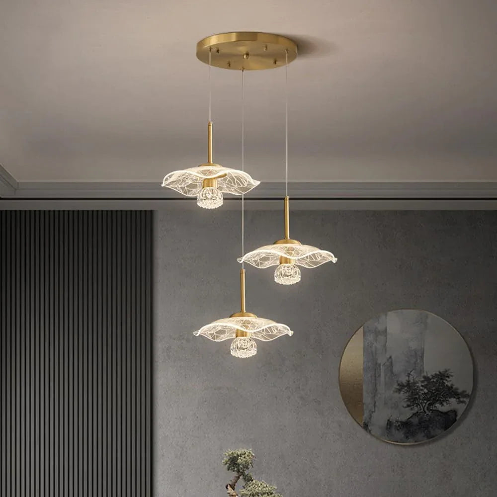 Audara-Crystal Pendant Light, 12-inch Lotus-shaped Decorative Chandelier, Modern And Luxurious Style, Suitable For Lighting In Various Places Such As Hotels, Restaurants, Kitchen Islands, And Bedrooms