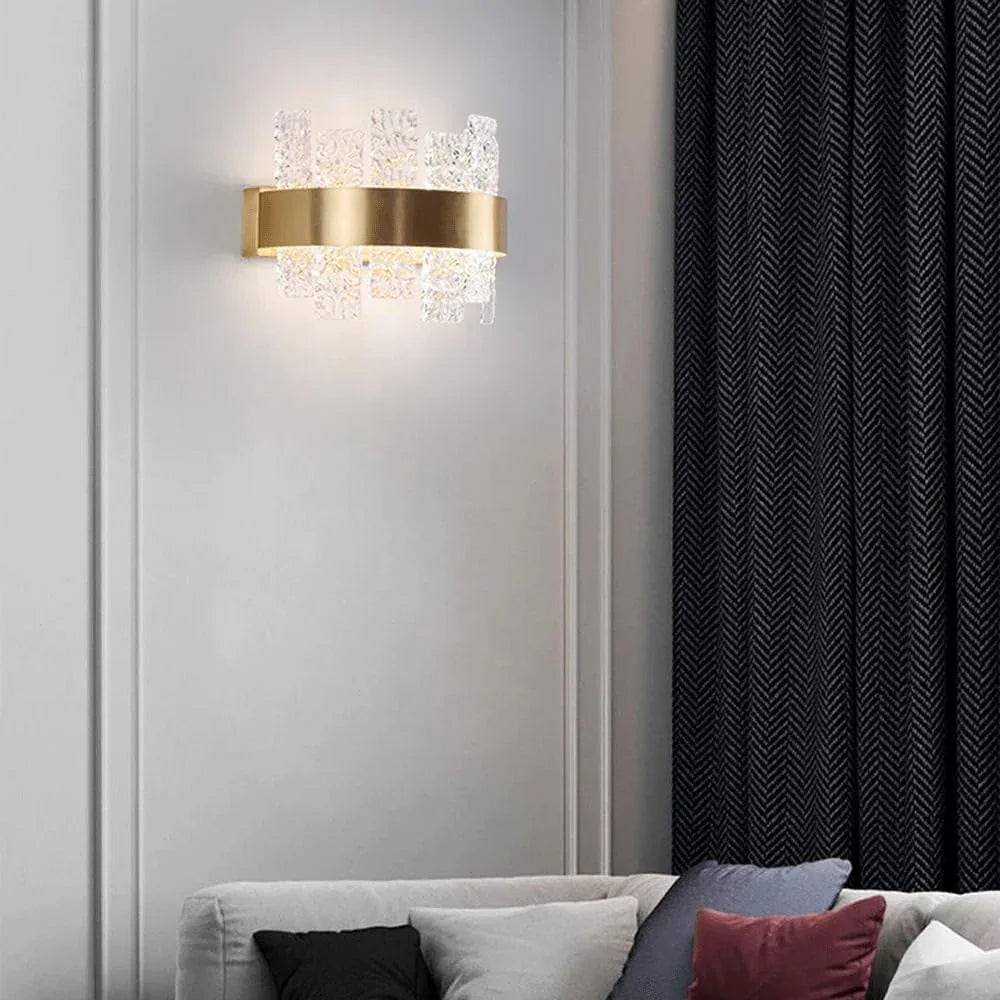 Audara-Backdrop Creative European Style Wall Lamp Modern Simple Gold Glass Wall Lights American Industrial Style LED Sconces Bedroom Living Room Decoration Mounted Lighting Fixture