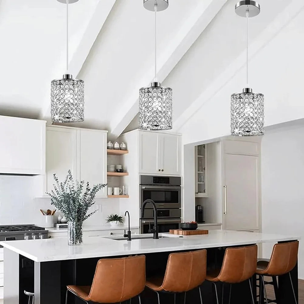 Audara-Diamond Crystal Pendant Light, Small Hanging Decorative Light Fixture, Modern Minimalist Style, Bohemian Style, Suitable for Bedrooms, Hotel Rooms, Kitchen Islands, Entryways, Etc
