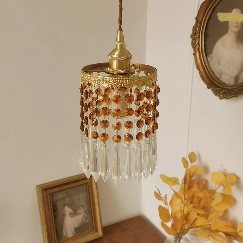 Audara-6-inch Crystal Pendant Light Bedside Table, Bedroom, Hotel Entryway, Kitchen Island – Suitable for Various Spaces, Easily Blending Into Minimalist, Bohemian, and European Styles.
