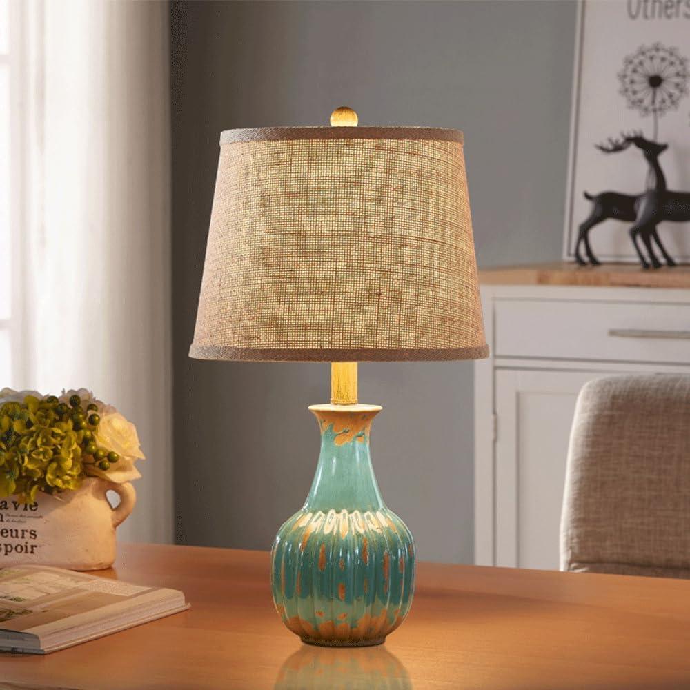Audara-American Vintage Bedroom Study Living Room Desk Light European Style Fabric Ceramic Desk Lamp Office Wedding Wall Table Lamp Mall Hotel Front Desk Coffee Shop Lighting Fixture