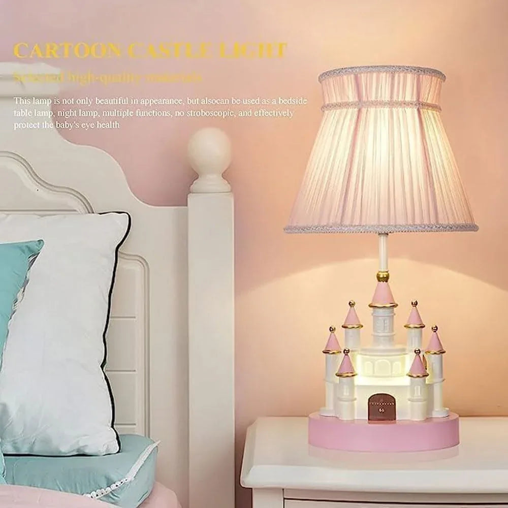 Audara-Cute Warm Kids Room Girls Room Desk Light Cartoon Creative Pink Castle Resin Desk Lamp Amusement Park Library School Table Lamp Kindergarten Dormitory Bedroom Lighting Fixture
