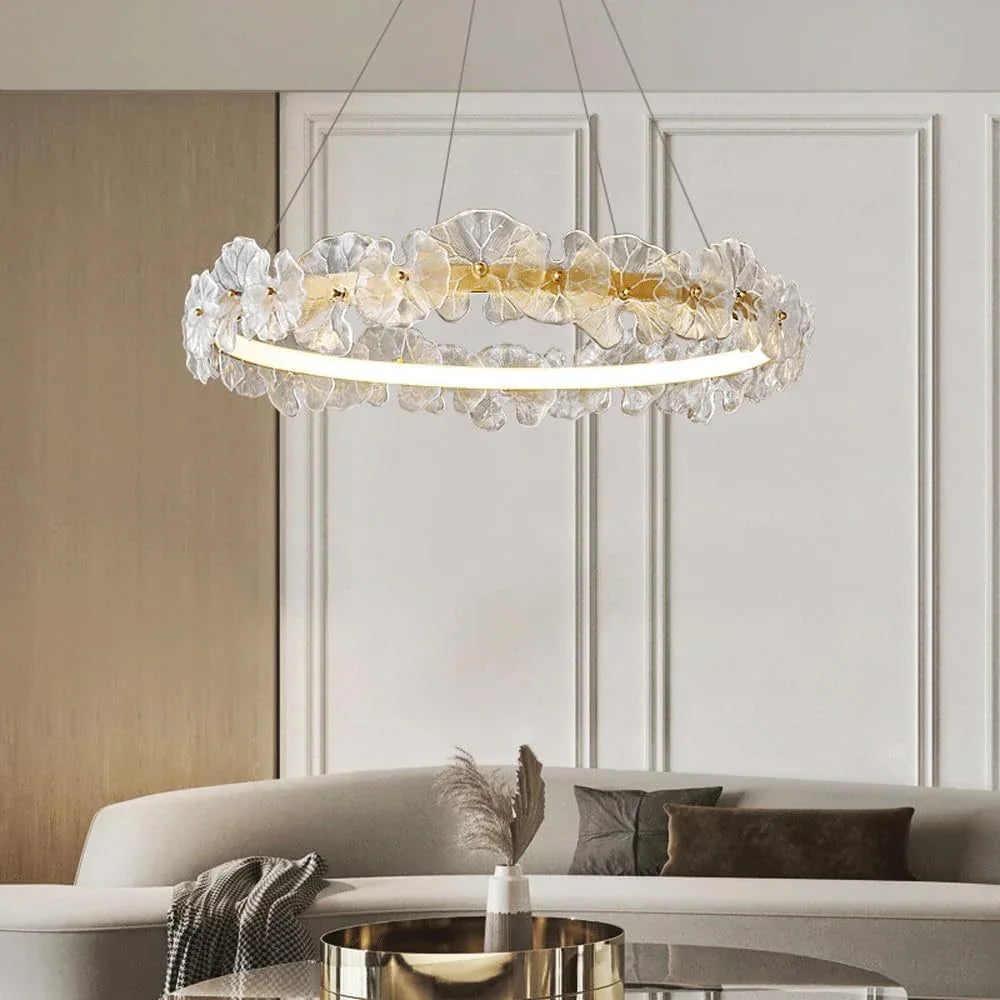 Audara-16-inch Crystal Chandeliers With 3-color LED Strips European Modern-style Chandeliers For Living Rooms Suitable For Bedrooms, Studies, Hotels, Kitchens, And Island Ceiling Lights Glass Chandeli