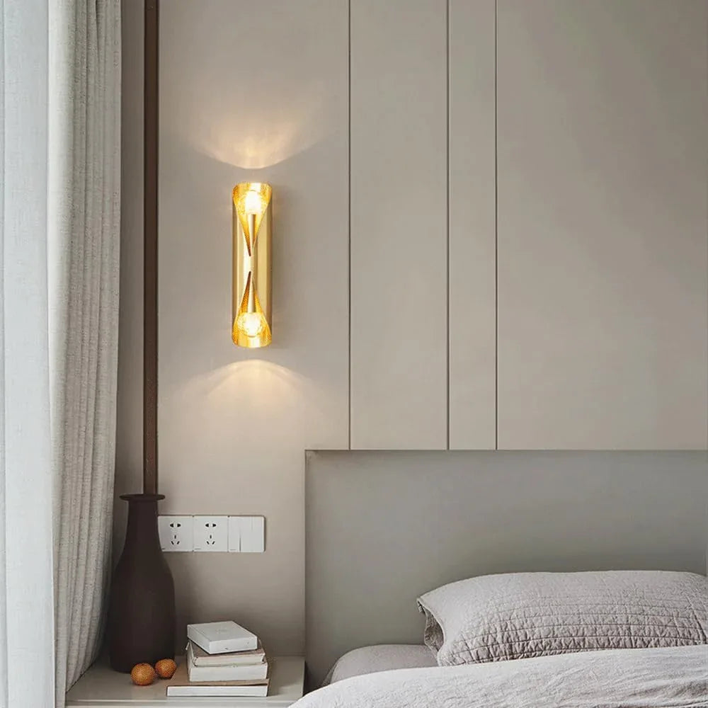 Audara-Post-Modern Light Luxury Wall Lamp Simple Full Copper Wall Lights Bedroom Bedside Living Room Sconces Creative Personality Bar Mounted Lighting Fixture