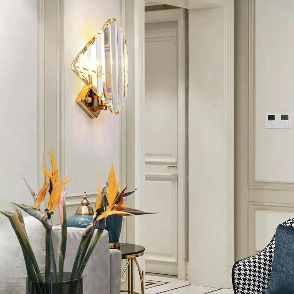Audara-Light Luxury Crystal Wall Lamp Postmodern Bedroom Living Room Wall Lights Simple Scandinavian Background Wall Stairs Sconces Hotel Aisle Bedside Mounted Lighting Fixture