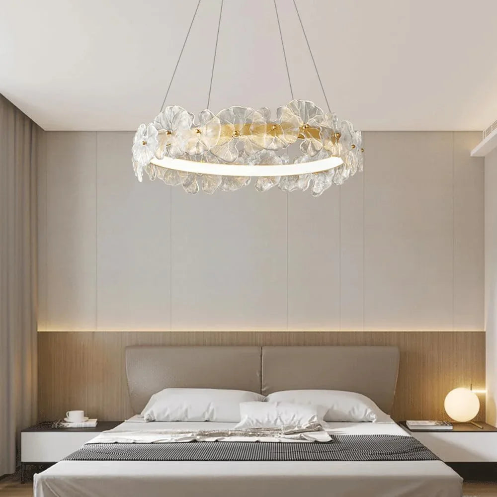 Audara-16-inch Crystal Chandeliers With 3-color LED Strips European Modern-style Chandeliers For Living Rooms Suitable For Bedrooms, Studies, Hotels, Kitchens, And Island Ceiling Lights Glass Chandeli