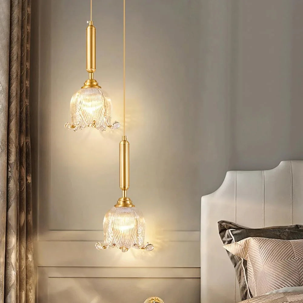 Audara-7-inch Diameter Crystal Pendant Light, Flower-Shaped Decorative Lamp, Bohemian Style, European Minimalist Style, Suitable for Bedrooms, Hotel Entryways, Kitchen Islands, and Other Scenarios