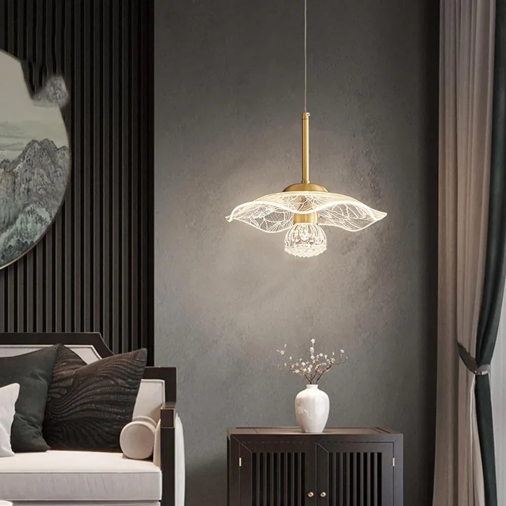 Audara-Crystal Pendant Light, 12-inch Lotus-shaped Decorative Chandelier, Modern And Luxurious Style, Suitable For Lighting In Various Places Such As Hotels, Restaurants, Kitchen Islands, And Bedrooms