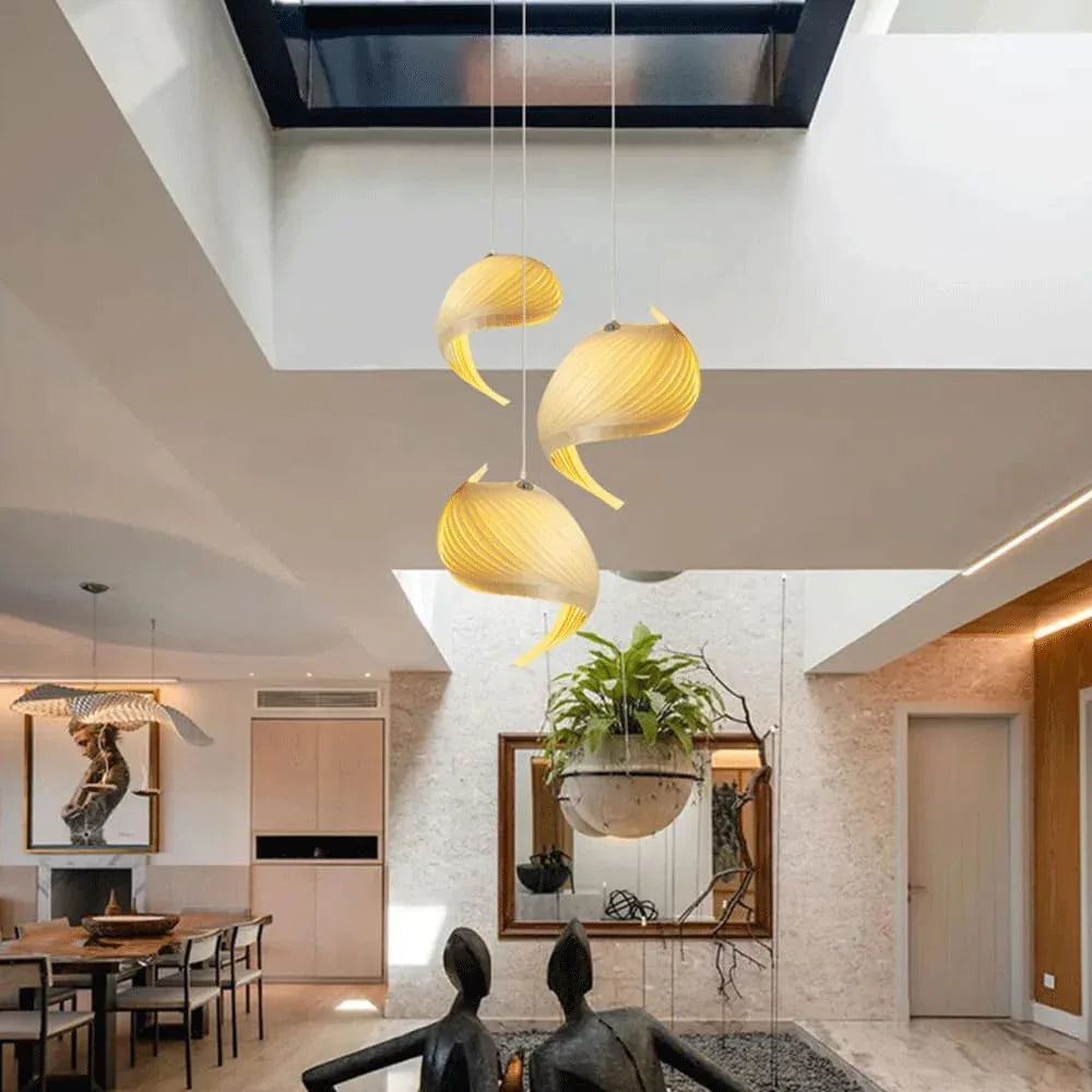 Audara-Creative Conch Art Hanging Lamp/Living Room Tea Room B&B Balcony Chandelier/Duplex Staircase Modern Simple Pendant Light/Advanced Japanese Decoration LightingFixture(E26/27)